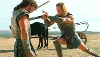 Picture Eric Bana and Brad Pitt Did not Use Stunt Doubles for Their Duel Scene in Troy