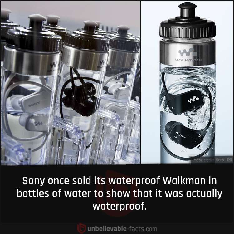 Sony Waterproof Walkmans in Water Bottles