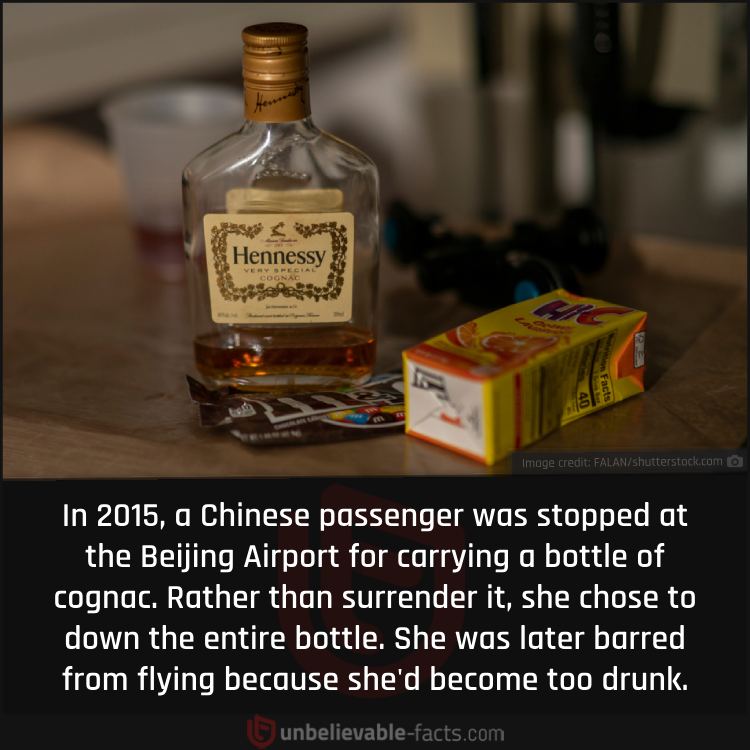A Chinese Passenger Drank a Bottle of Alcohol