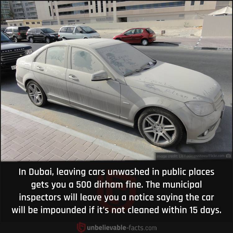 Dubai’s Fine on Dusty Cars