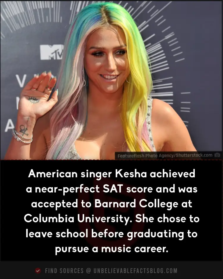 Kesha left Barnard College to pursue music