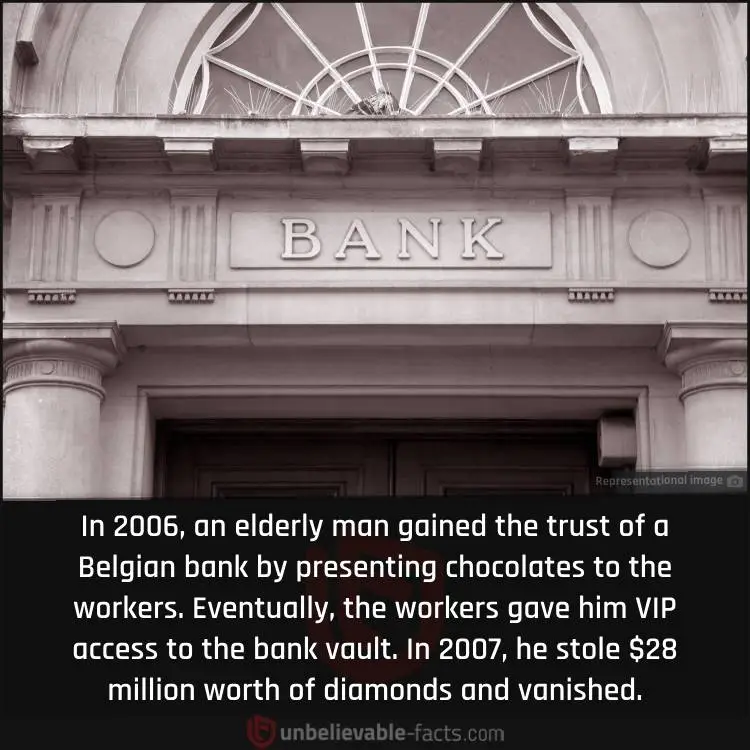 An Elderly Man Steals $28 Million Worth of Diamonds from a Bank