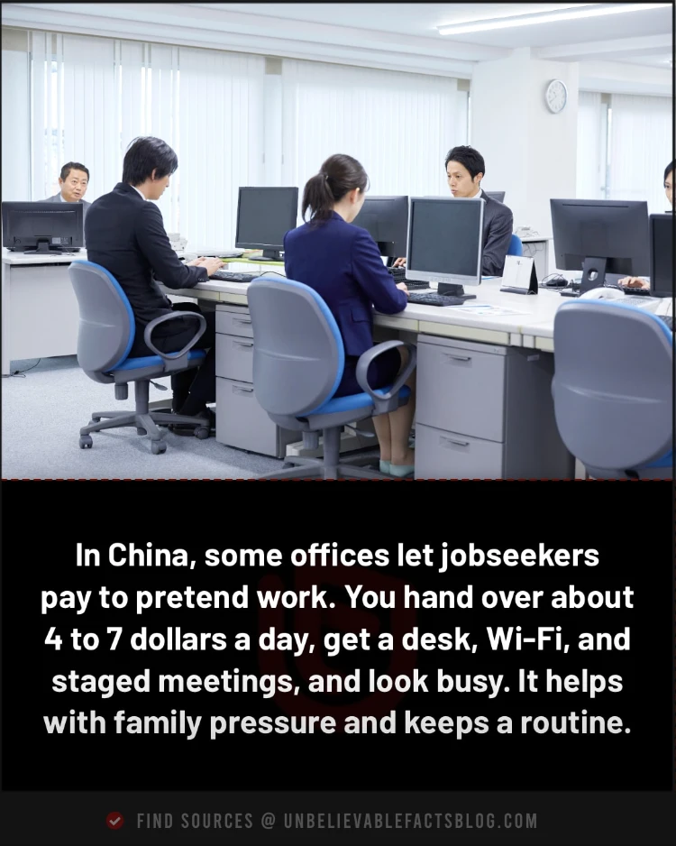 Pay 4–7 dollars daily to “work” at a fake office. Pay 4–7 dollars daily to “work” at a fake office.