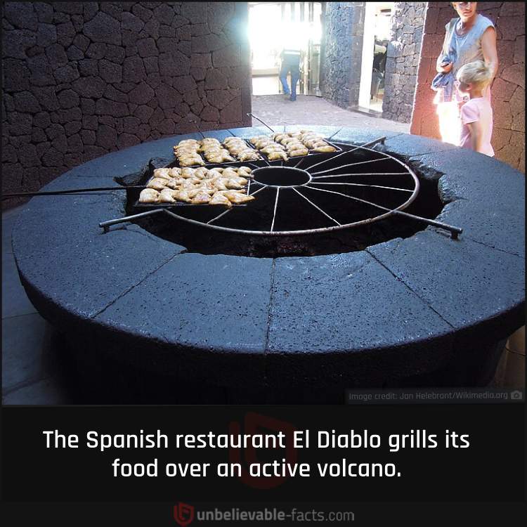 Restaurant Grills Food Over a Volcano