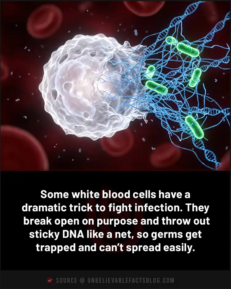 Some white blood cells throw DNA nets to trap germs