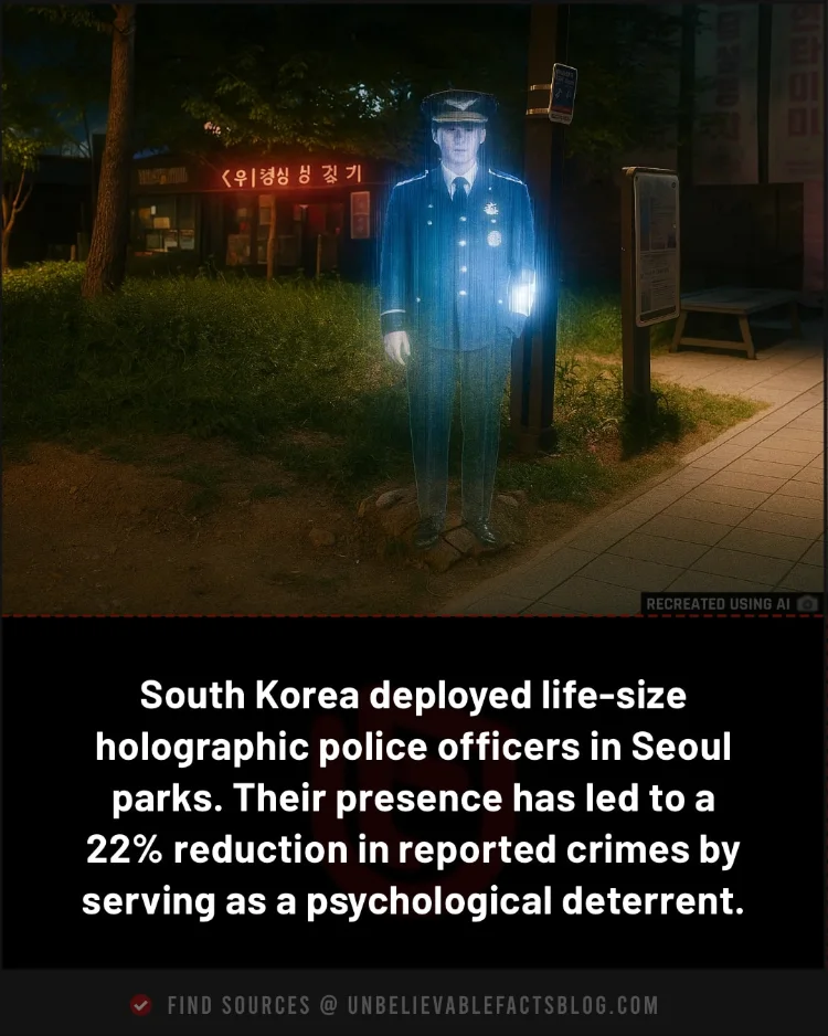 South Korea uses holographic police officers to prevent crime.