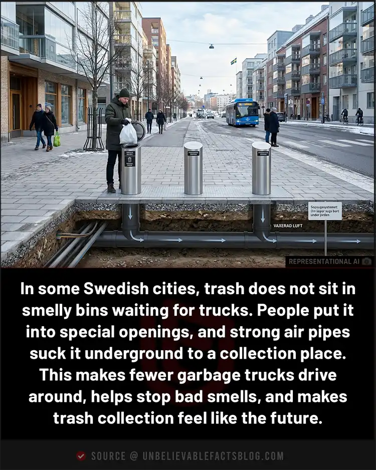 Swedish vacuum pipes pull trash underground