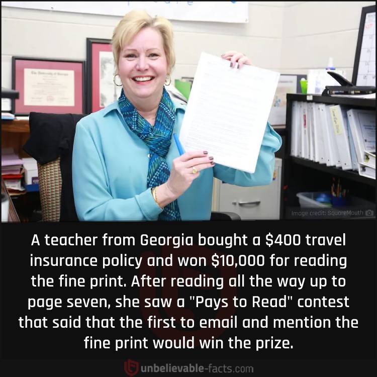 Teacher Won $10,000 for Reading the Fine Print