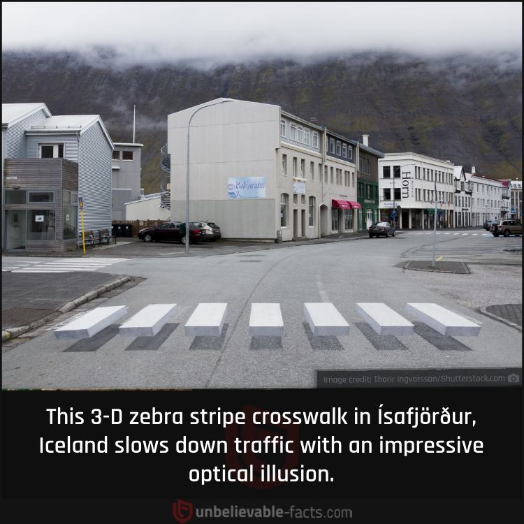 Town in Iceland Uses 3-D Crosswalk to Slow Down Traffic