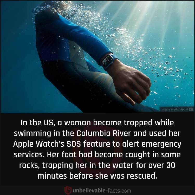 Trapped Swimmer saved by Apple Watch