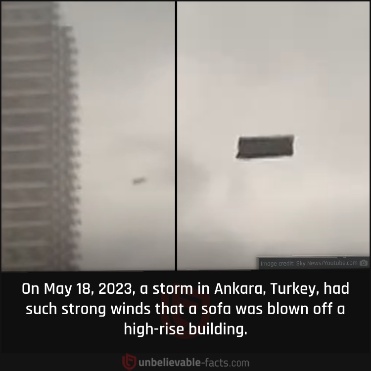 Turkish Storm Blows Away a Sofa