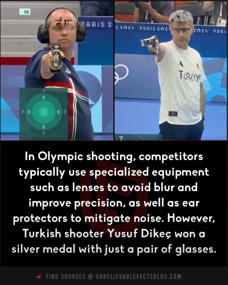 Turkish athlete Yusuf Dikeç won a silver medal using only a pair of glasses