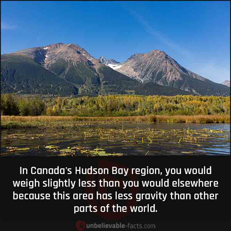 You Weigh Less in Canada's Hudson Bay Region