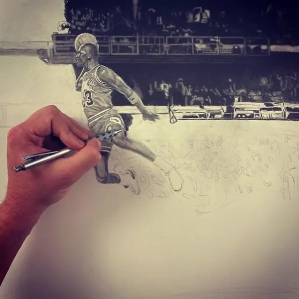 Photo-Realistic Pencil Sketch of Michael Jordan