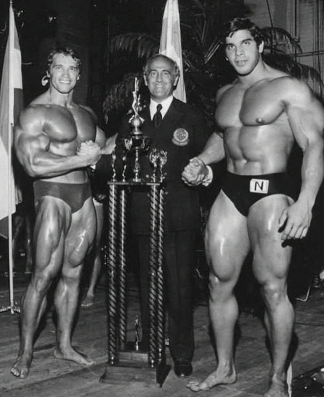 Arnold Schwarzenegger, Ben Weider, and Lou Ferrigno