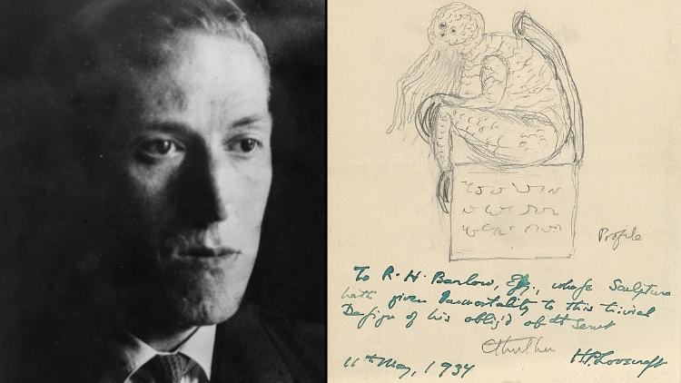 H.P. Lovecraft and Sketch of Cthulhu