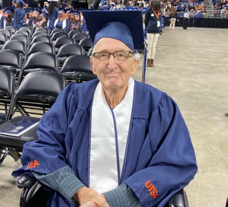 grandfather and granddaughter graduate the same day