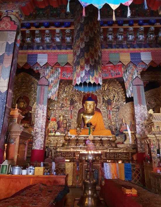 Inside the Main Chanting Hall of the Sakya Monastery 