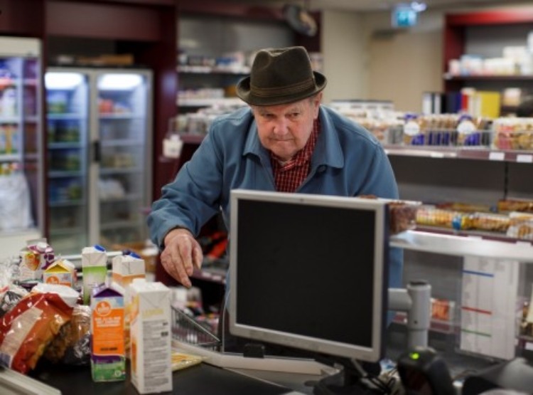 Dementia patient in Hogeweyk supermarket