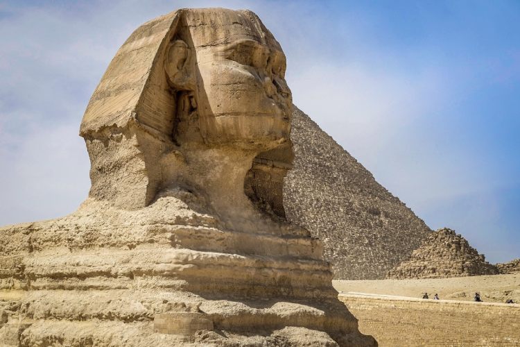 The famous Great Sphinx of Giza stands out due to its missing nose