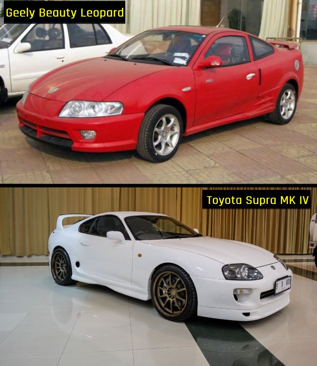 The Geely Beauty Leopard is a cheap copy of the Toyota Supra.