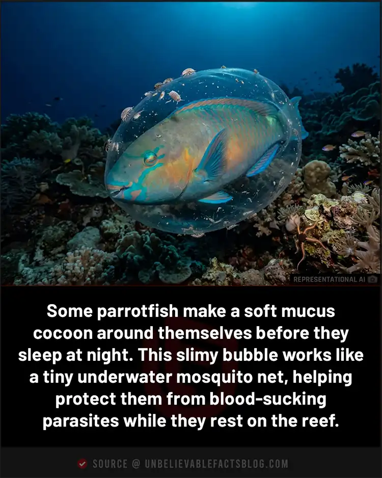 Parrotfish sleep inside mucus cocoons Parrotfish sleep inside mucus cocoons