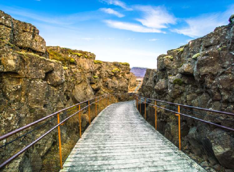 Path through the pingvellir valley in Iceland