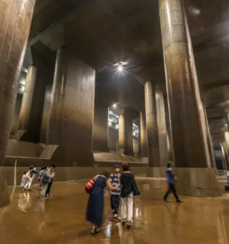 Picture Five Massive Cylindrical Shafts in Tokyo Prevent Flood Damage by Containing Overflow Water