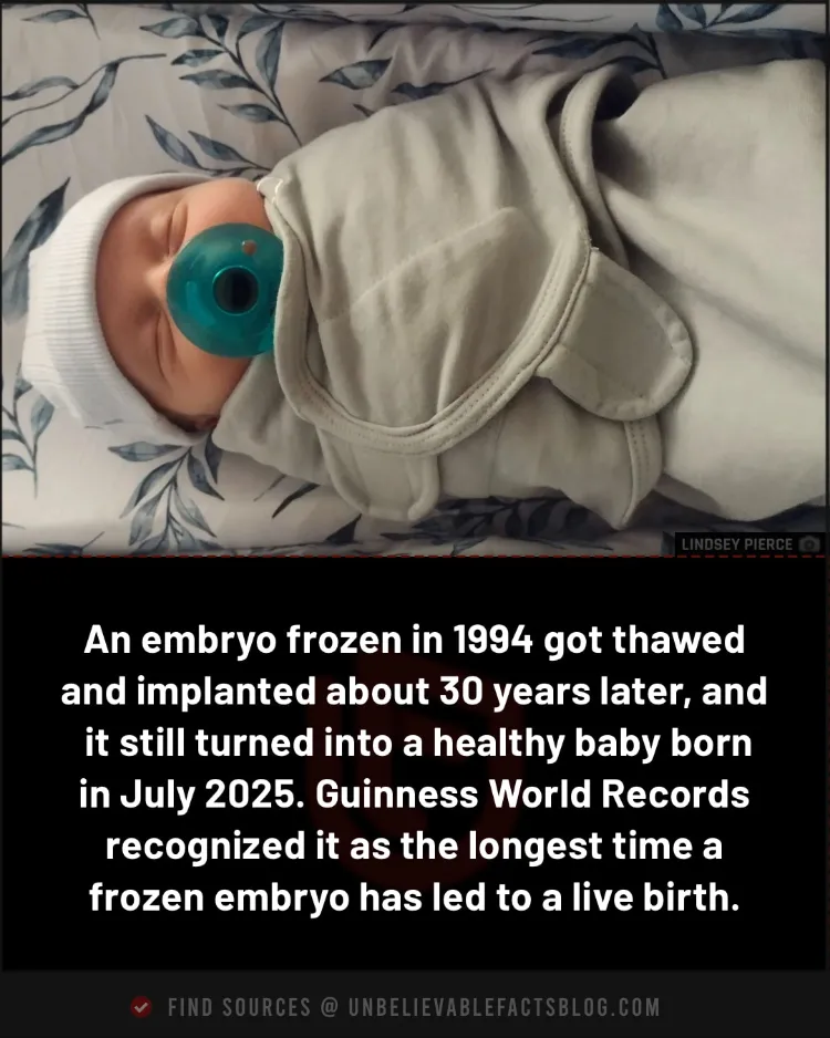 A 1994 frozen embryo led to a 2025 baby, Guinness record.