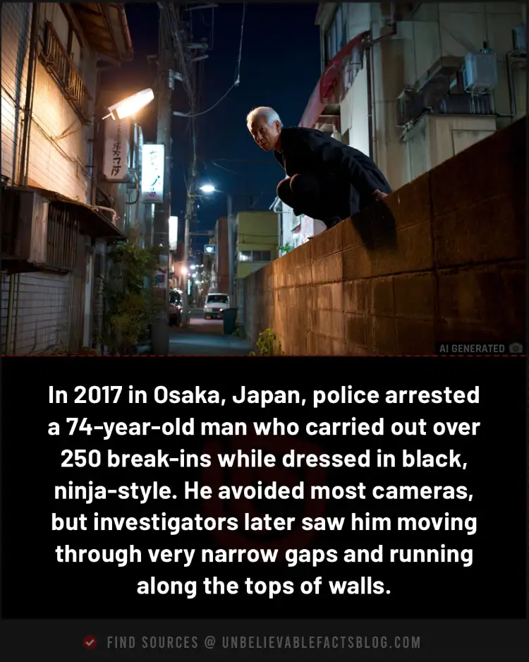 A 74-year-old ninja burglar was caught in Japan. A 74-year-old ninja burglar was caught in Japan.
