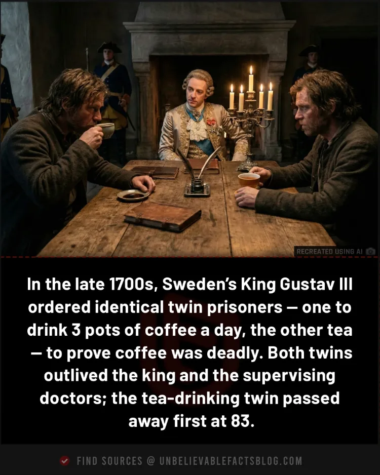 A Swedish king tested coffee on twins, but coffee outlasted him.