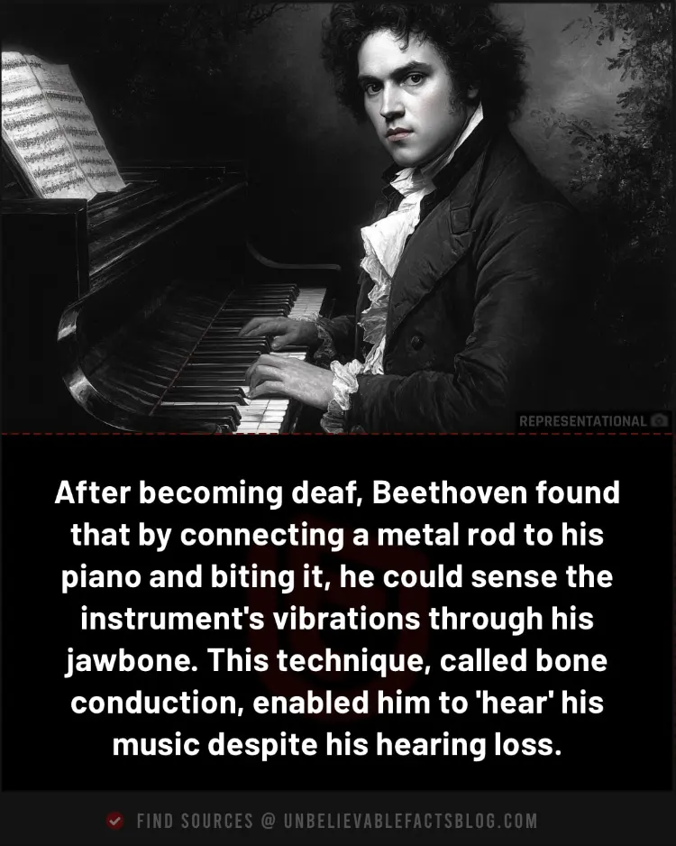 Beethoven used bone conduction to perceive music after deafness.