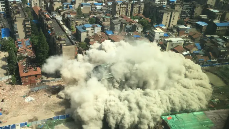 Downtown building demolition