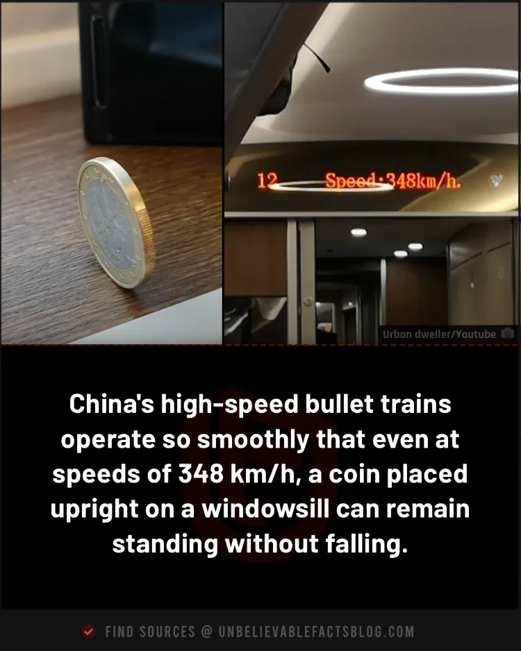 China’s smooth bullet trains can balance a coin at 350 km/h.