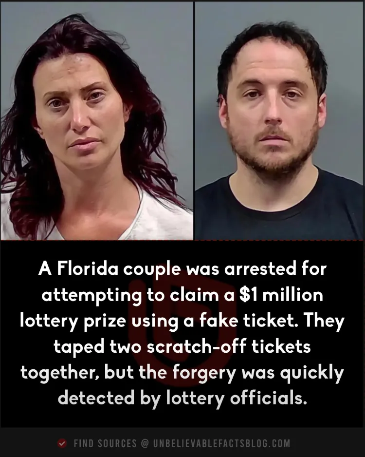 Florida couple arrested for faking lottery ticket to claim $1M.