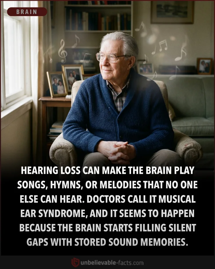 Hearing loss can trigger phantom songs as the brain fills gaps.