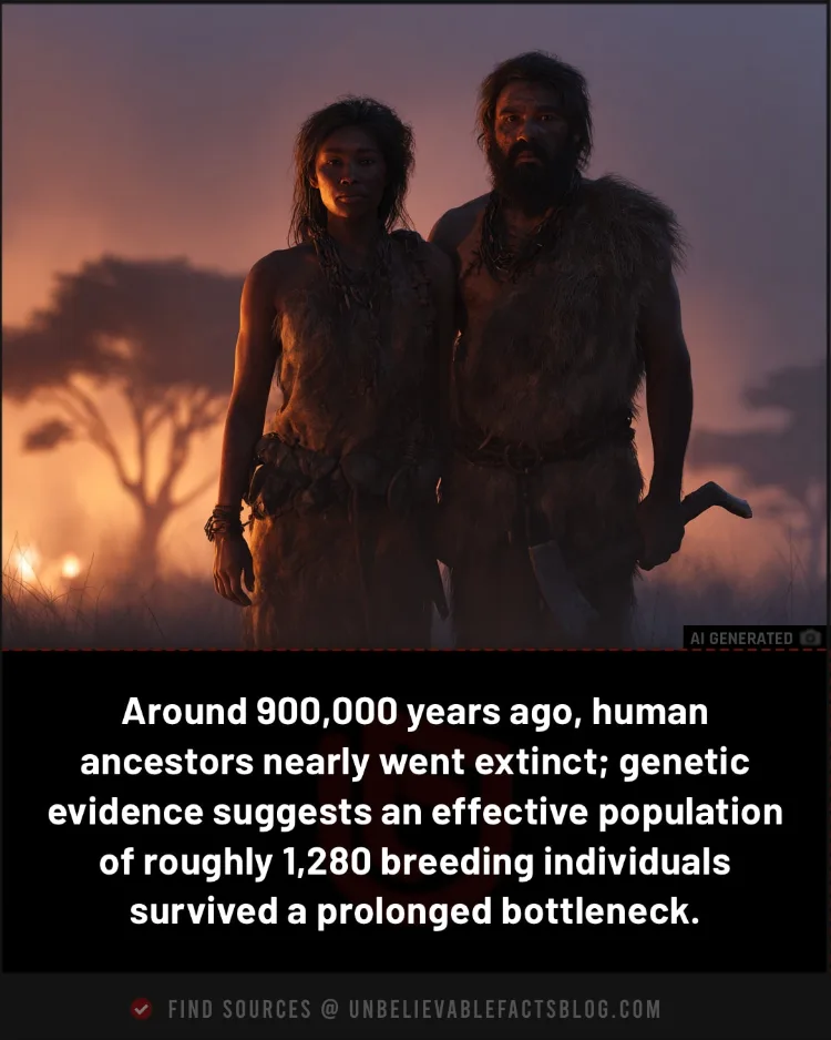 Humans almost went extinct 900,000 years ago.