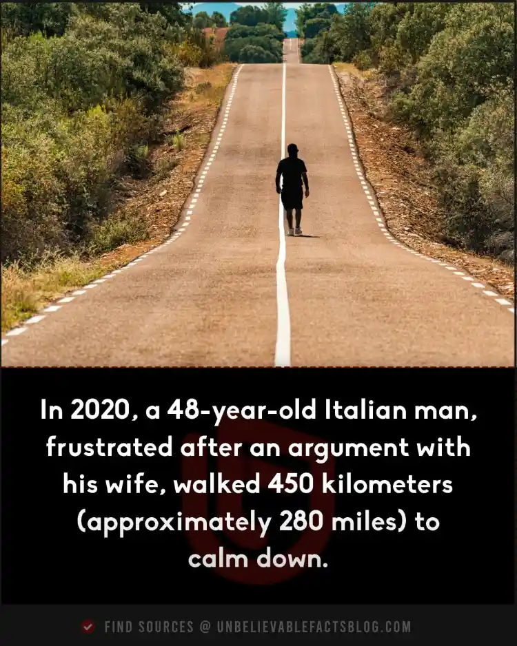 Italian man walked 450 kilometers