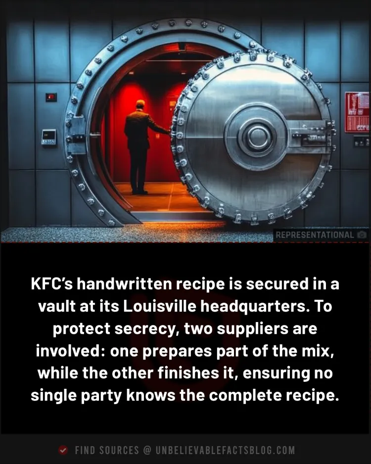 KFC’s handwritten recipe is secured in a vault at its Louisville headquarters.