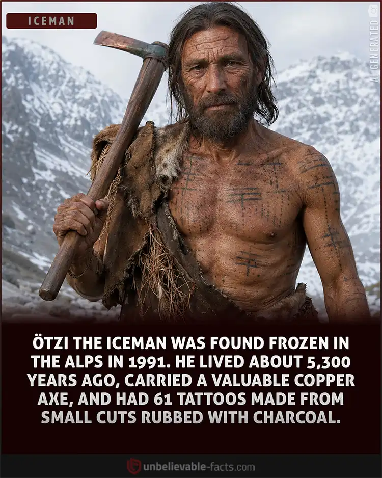 Otzi had a copper axe and 61 charcoal tattoos Otzi had a copper axe and 61 charcoal tattoos
