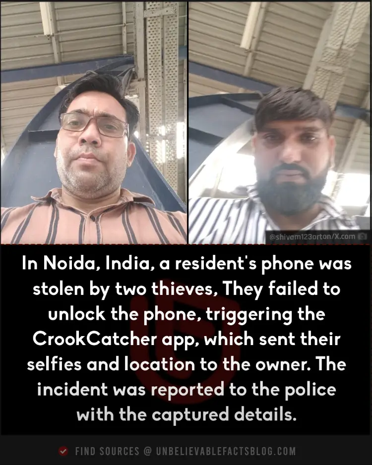 Phone stolen in Noida; CrookCatcher app sent thieves' selfies, location.