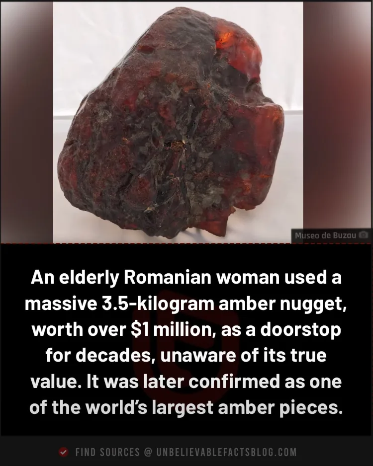 Romanian woman unknowingly used a million-dollar amber as doorstop.