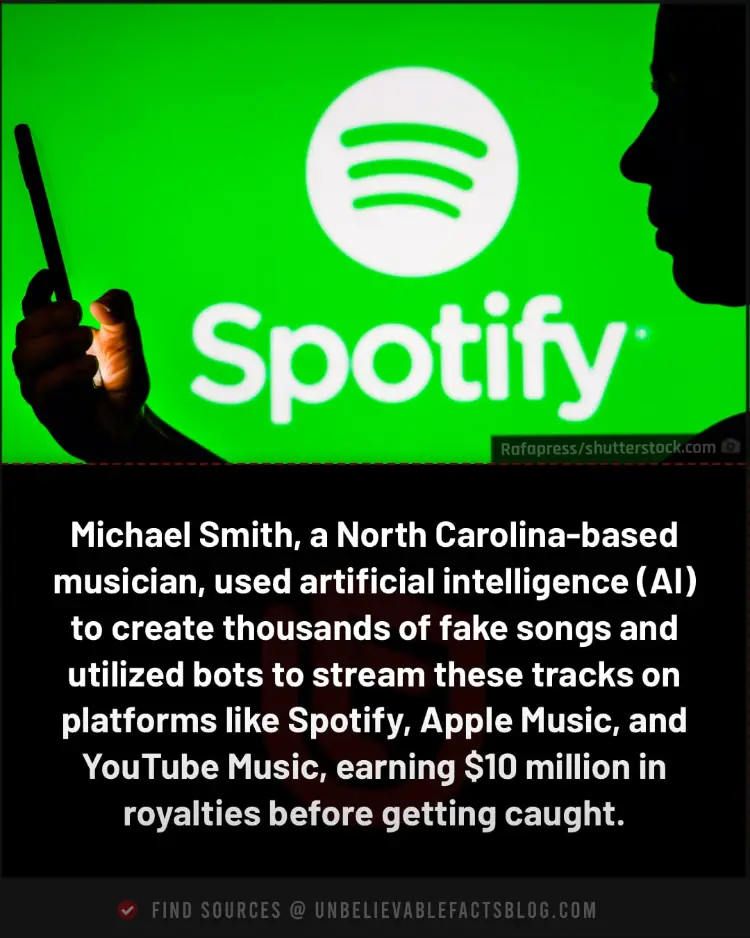 Smith scammed $10 million using AI music and bots.