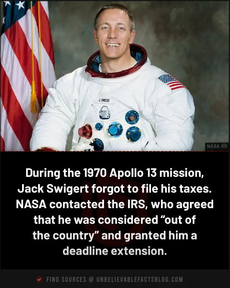 Swigert received a tax extension while aboard Apollo 13