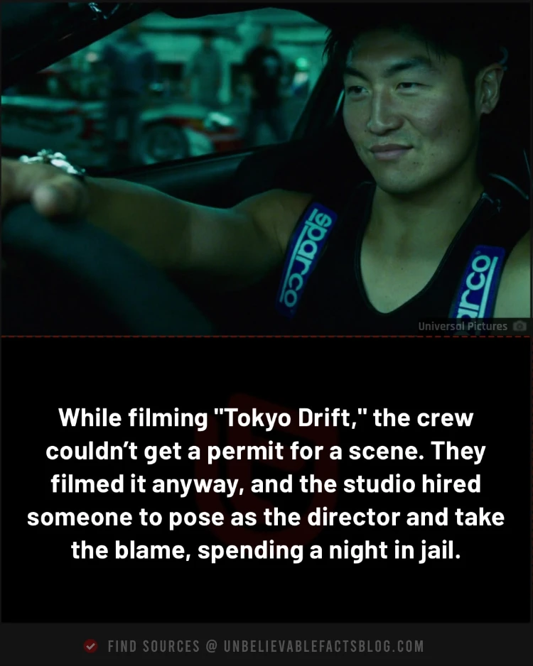 "Tokyo Drift" filmed illegally; decoy director jailed to protect Lin.