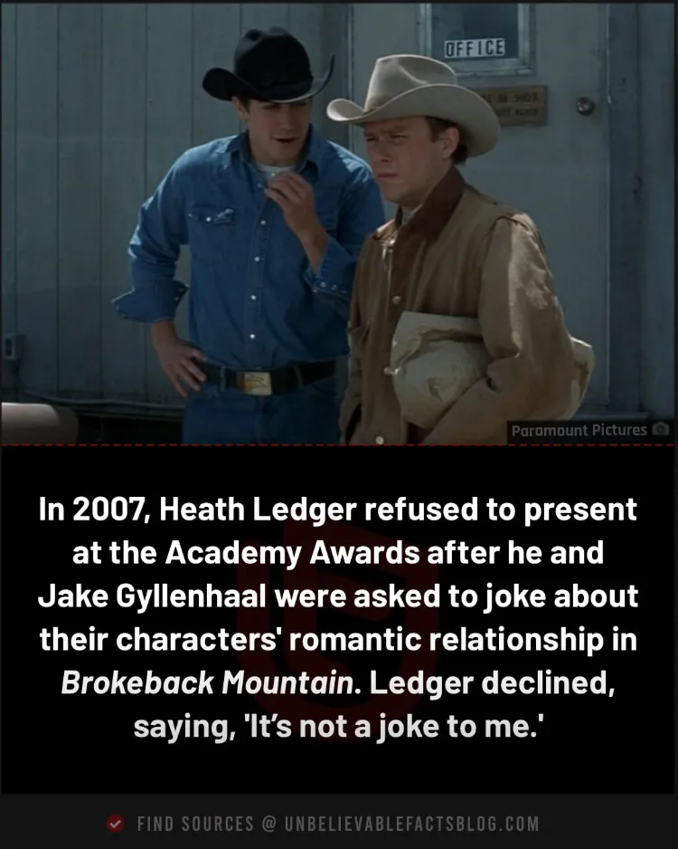 Heath Ledger declined to joke at the Oscars, firmly standing by Brokeback Mountain's portrayal of love.