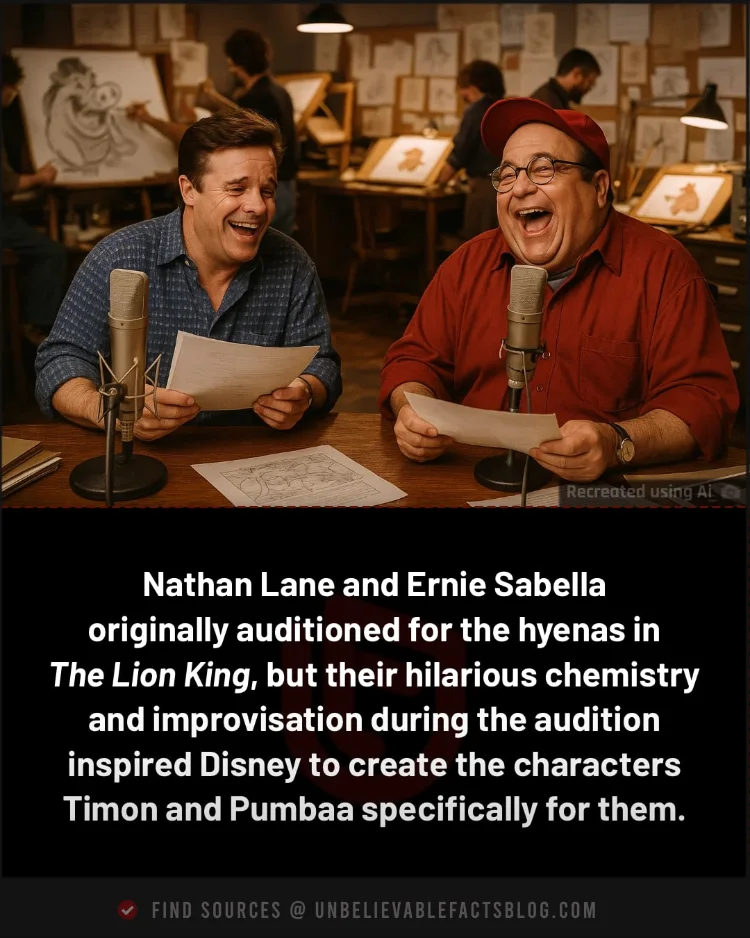 Lane and Sabella's chemistry led to Timon and Pumbaa's creation. Lane and Sabella's chemistry led to Timon and Pumbaa's creation.