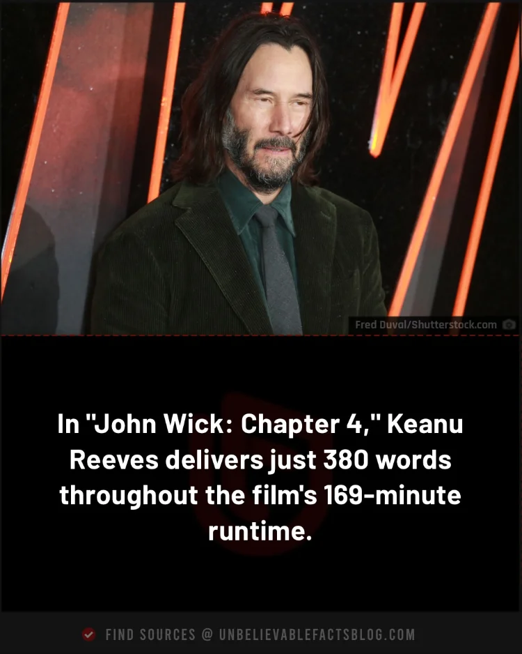 Reeves utters 380 words in "John Wick 4."