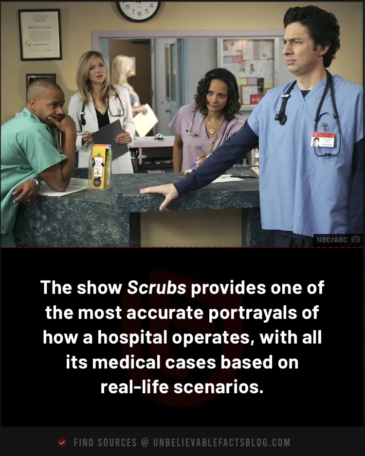 Scrubs uses real medical cases and accurately portrays hospitals.