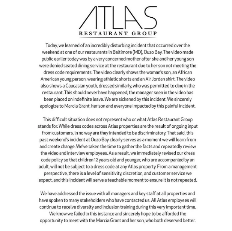 Atlas released a statement